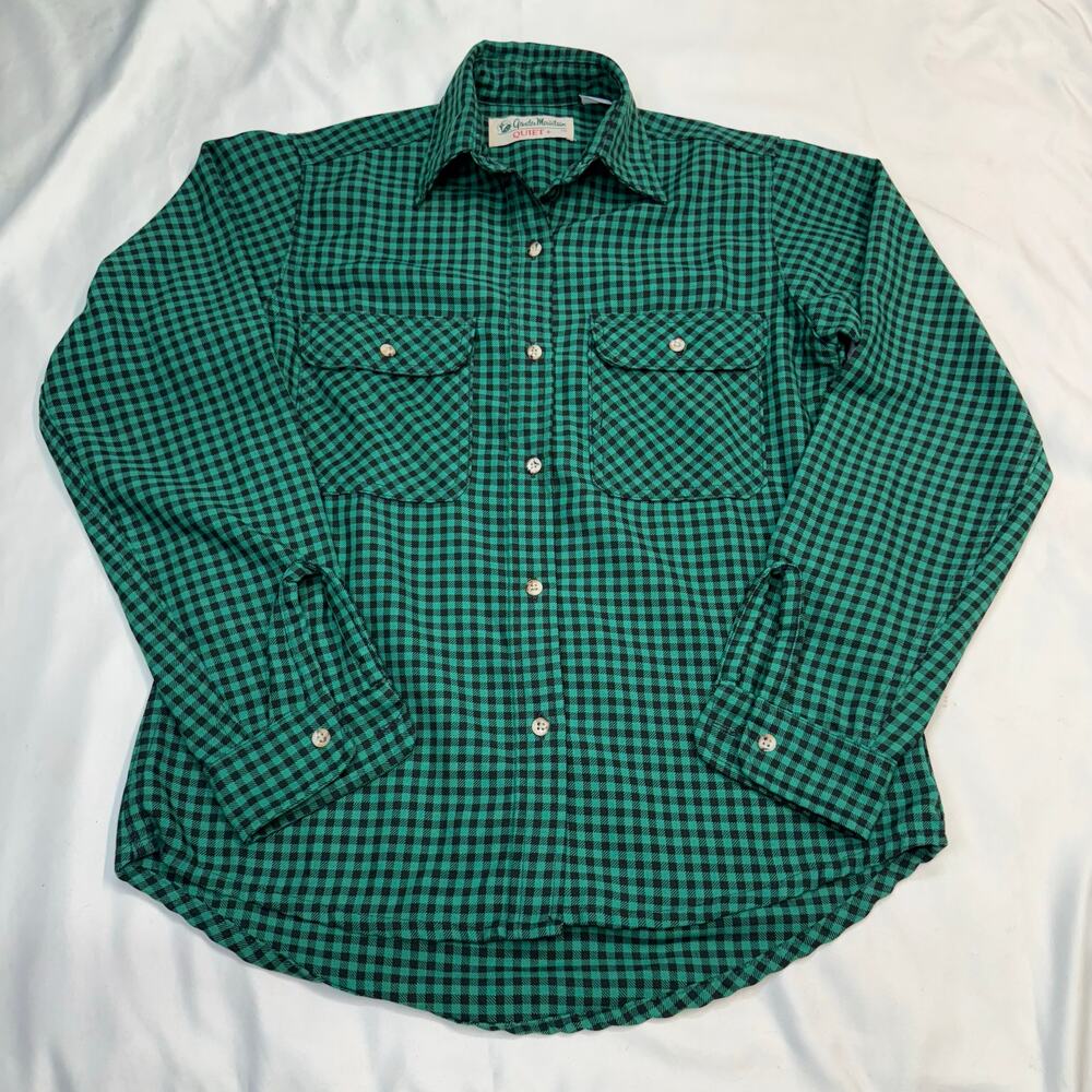 Vintage Gander Mountain Quiet+ Green Black Flannel Shirt Men’s S USA Made